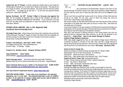 Colyford Village Newsletter August 2021 4