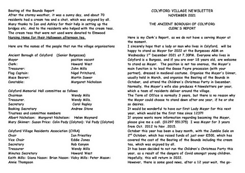 The Colyford Village Newsletter August 2021