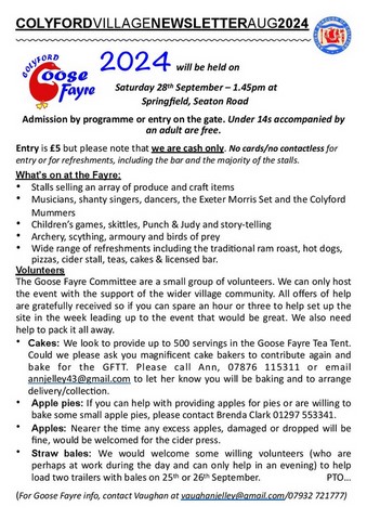 Colyford Village Newsletter August 2024 1
