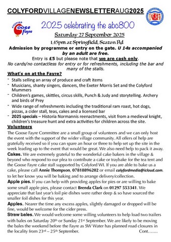 Colyford Village Newsletter August 2025 1