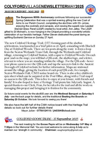 Colyford Village Newsletter May 2025 1