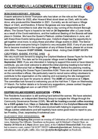 Colyford Village Newsletter February 2022 1